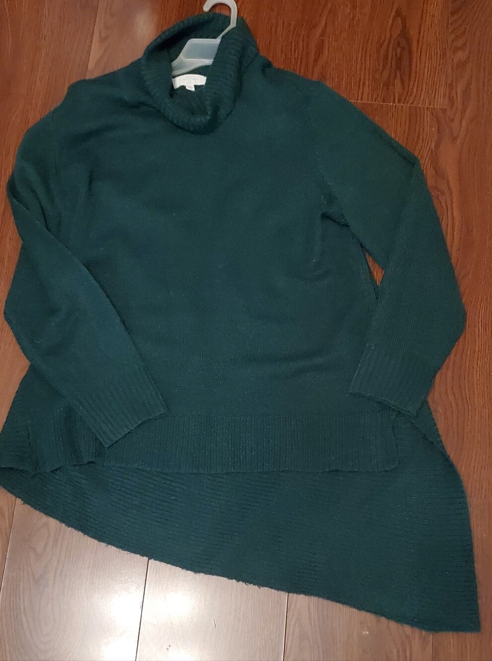 New Directions Lux Touch Teal Green Cowl Neck Hi-low Sweater